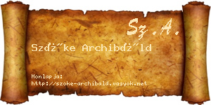 Szőke Archibáld névjegykártya
